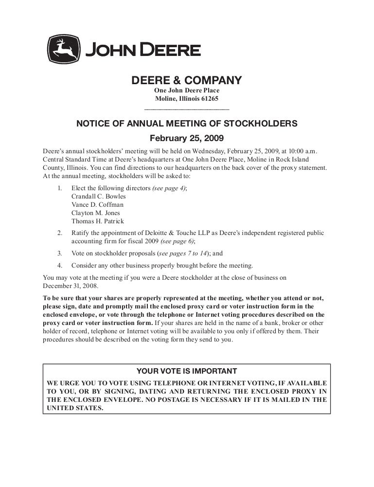 stockholders meeting 2009
